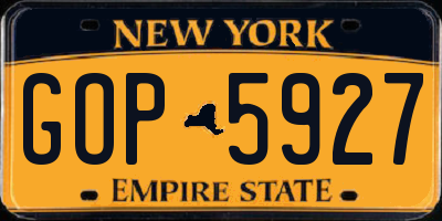NY license plate GOP5927