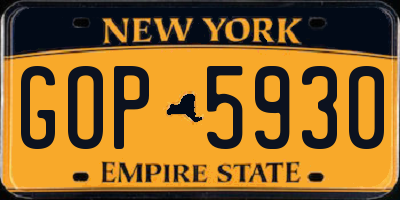 NY license plate GOP5930