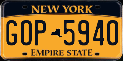NY license plate GOP5940