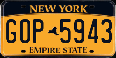 NY license plate GOP5943
