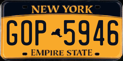 NY license plate GOP5946