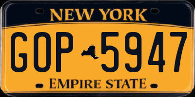 NY license plate GOP5947