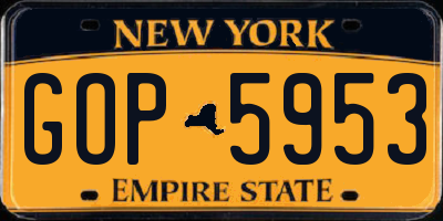 NY license plate GOP5953