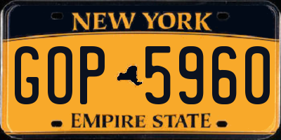 NY license plate GOP5960