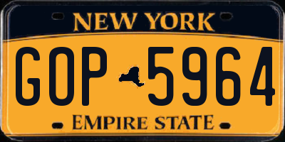 NY license plate GOP5964