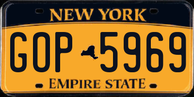 NY license plate GOP5969