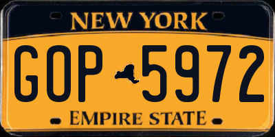 NY license plate GOP5972