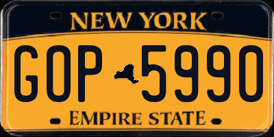 NY license plate GOP5990