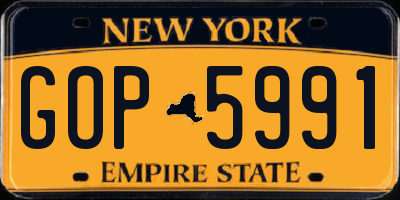 NY license plate GOP5991