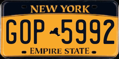 NY license plate GOP5992