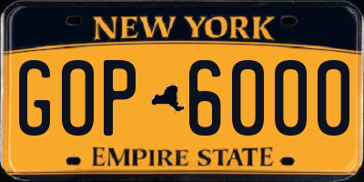 NY license plate GOP6000