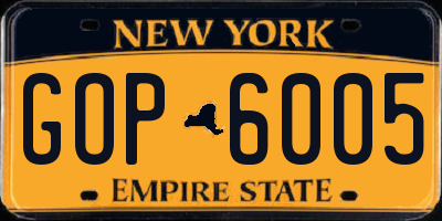NY license plate GOP6005