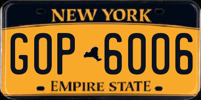 NY license plate GOP6006