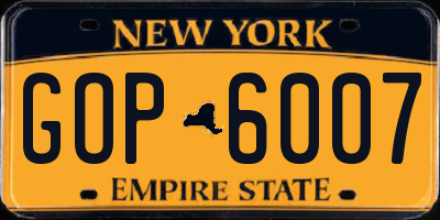 NY license plate GOP6007