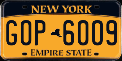 NY license plate GOP6009