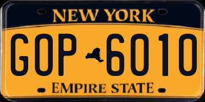 NY license plate GOP6010