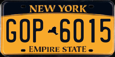 NY license plate GOP6015