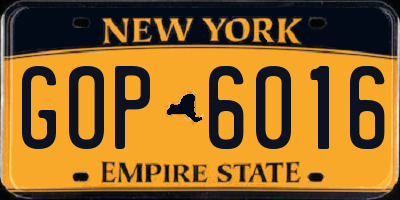 NY license plate GOP6016