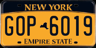 NY license plate GOP6019