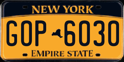 NY license plate GOP6030