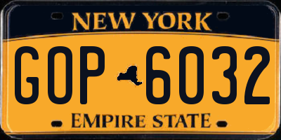 NY license plate GOP6032