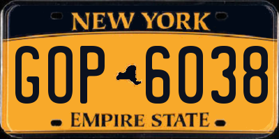 NY license plate GOP6038