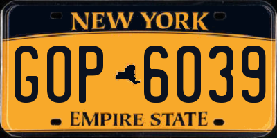 NY license plate GOP6039