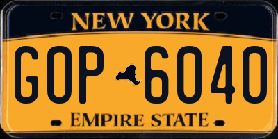 NY license plate GOP6040