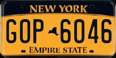NY license plate GOP6046