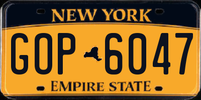 NY license plate GOP6047