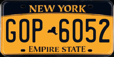 NY license plate GOP6052