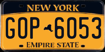 NY license plate GOP6053
