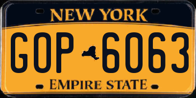 NY license plate GOP6063