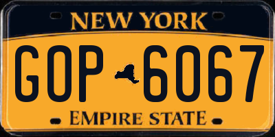 NY license plate GOP6067