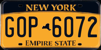 NY license plate GOP6072