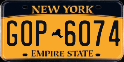 NY license plate GOP6074