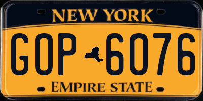 NY license plate GOP6076