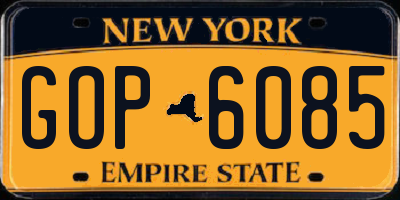 NY license plate GOP6085