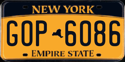 NY license plate GOP6086