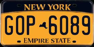 NY license plate GOP6089