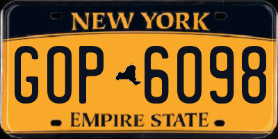 NY license plate GOP6098
