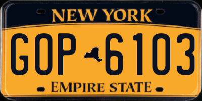 NY license plate GOP6103