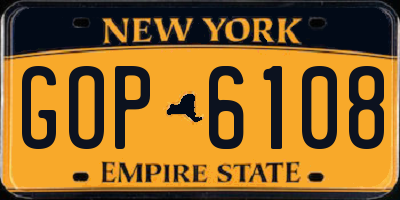 NY license plate GOP6108
