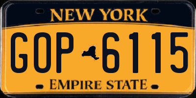 NY license plate GOP6115
