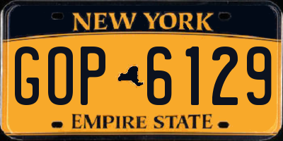 NY license plate GOP6129
