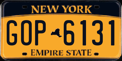 NY license plate GOP6131