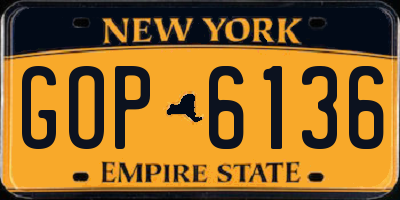 NY license plate GOP6136