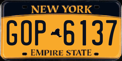 NY license plate GOP6137