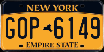 NY license plate GOP6149