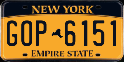 NY license plate GOP6151